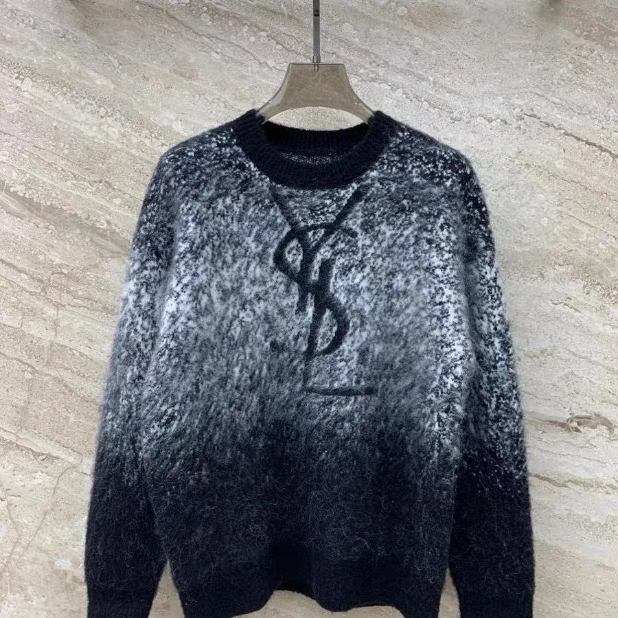 Saint Laurent Saint Laurent YSL Logo Knit Sweater Black/White Black - 1