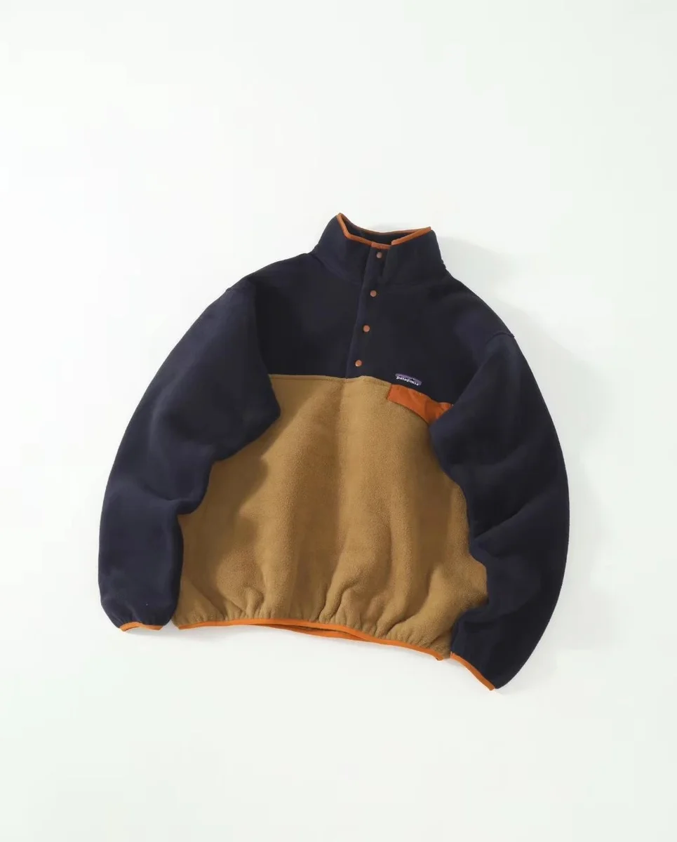Patagonia Patagonia Classic Logo Fleece Jacket Navy & Tan Navy - 1