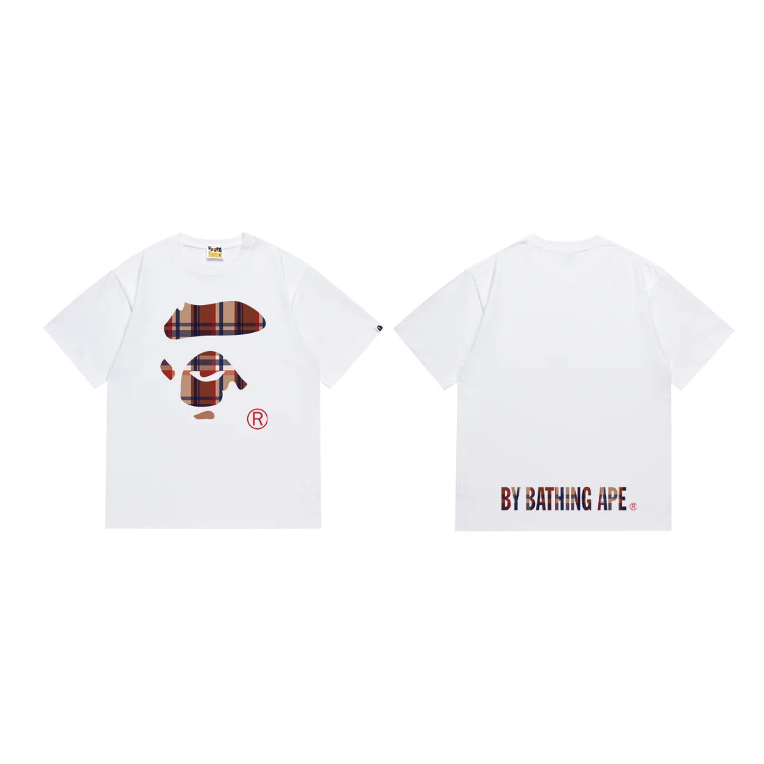 A Bathing Ape A Bathing Ape BAPE STA White Plaid Face T-Shirt White - 1