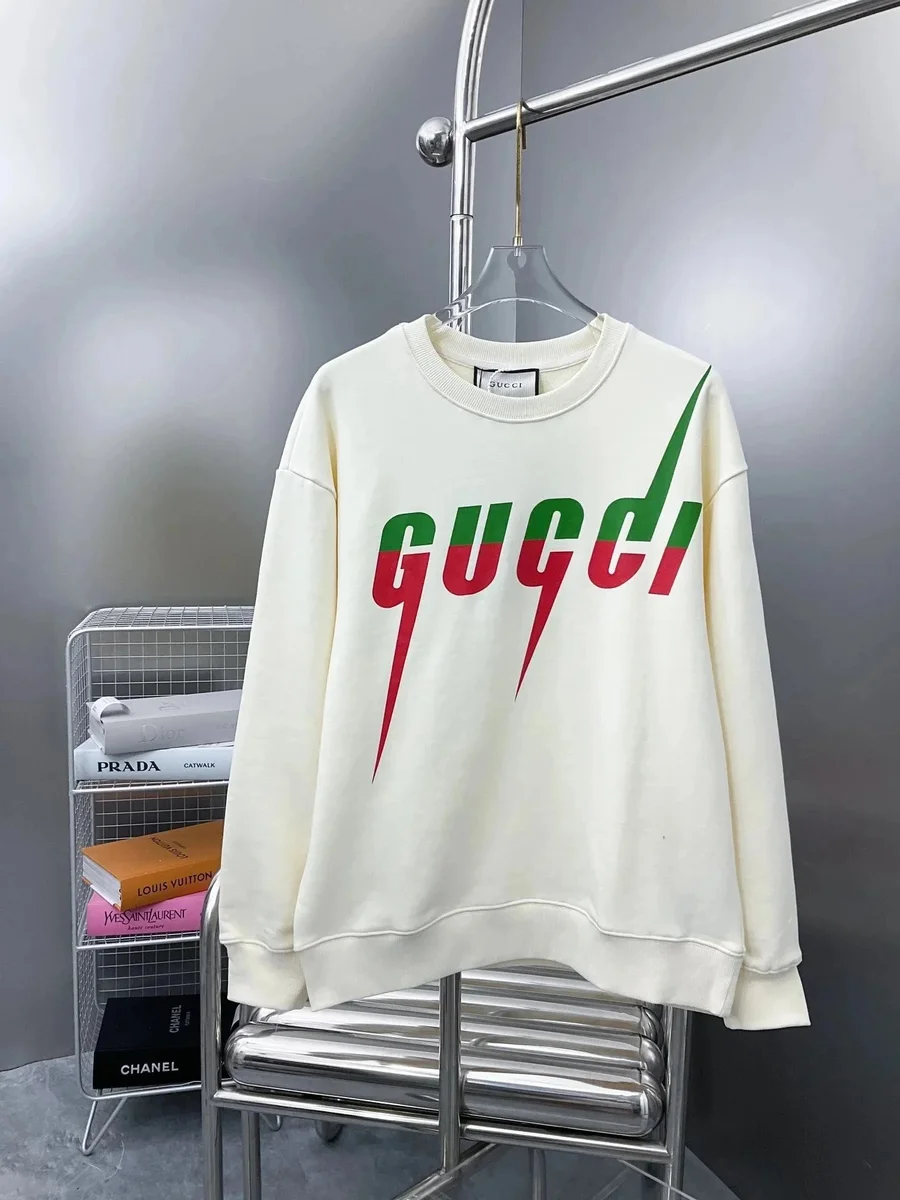 Gucci Gucci Cream/Green/Red Logo Sweatshirt Cream