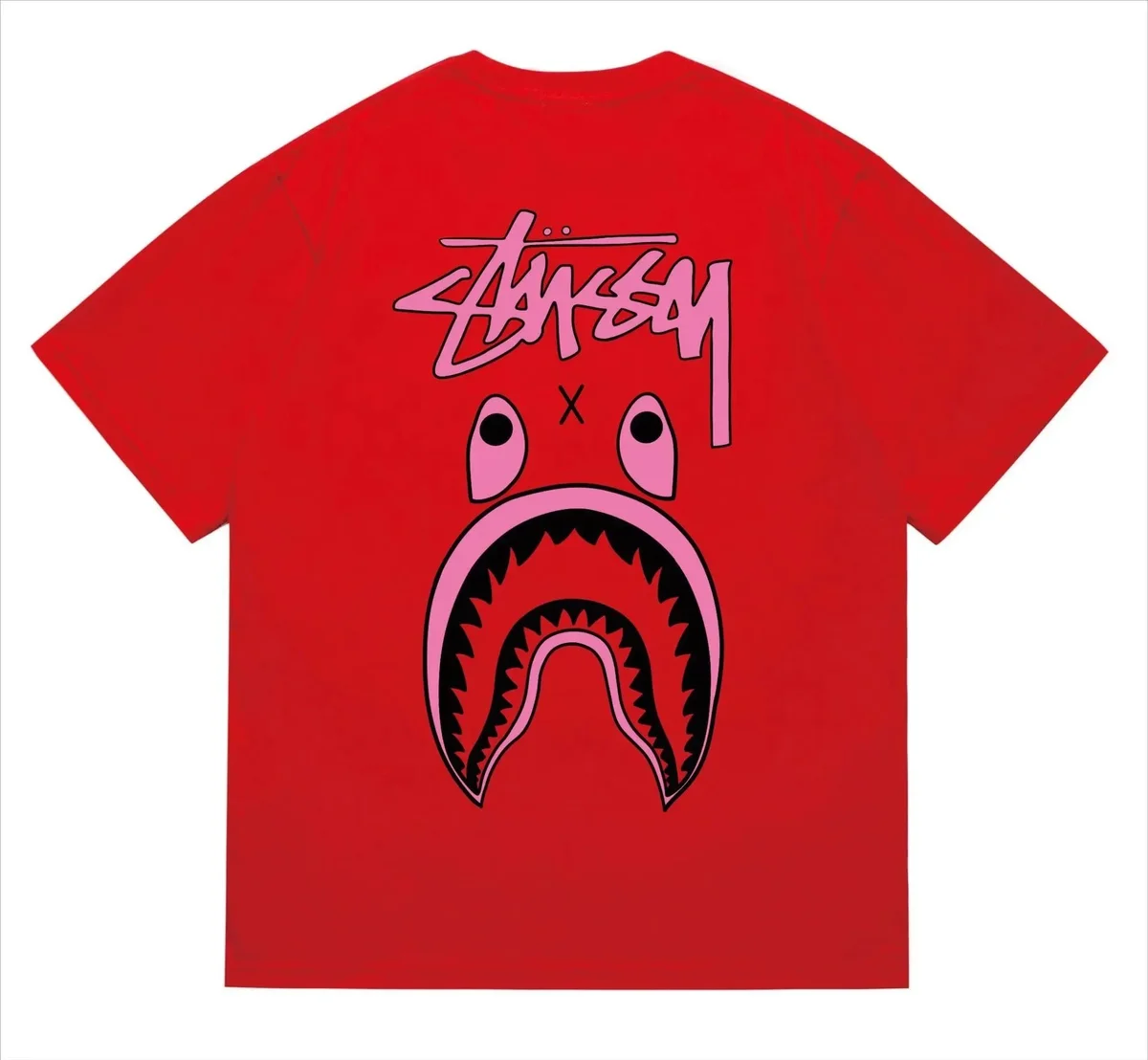 Stussy Stussy Stüssy Shark Red T-Shirt Red - 1