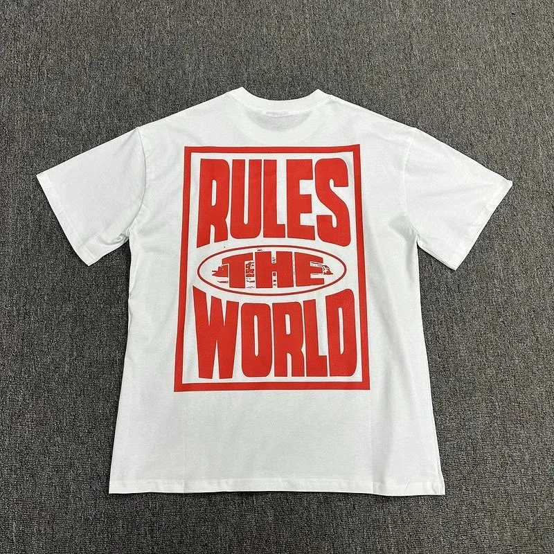Other White Rules the World T-Shirt hx3122 White Red Print White - 1