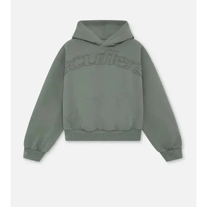 Other Unisex Military Green Hoodie with Embossed 'Cutters' Text Green - 1