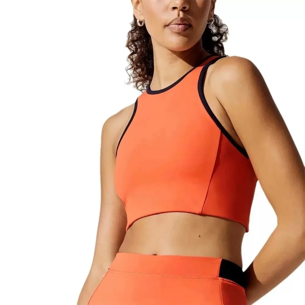 Other Orange Crop Top with Black Trim Sports Bra Orange - 1