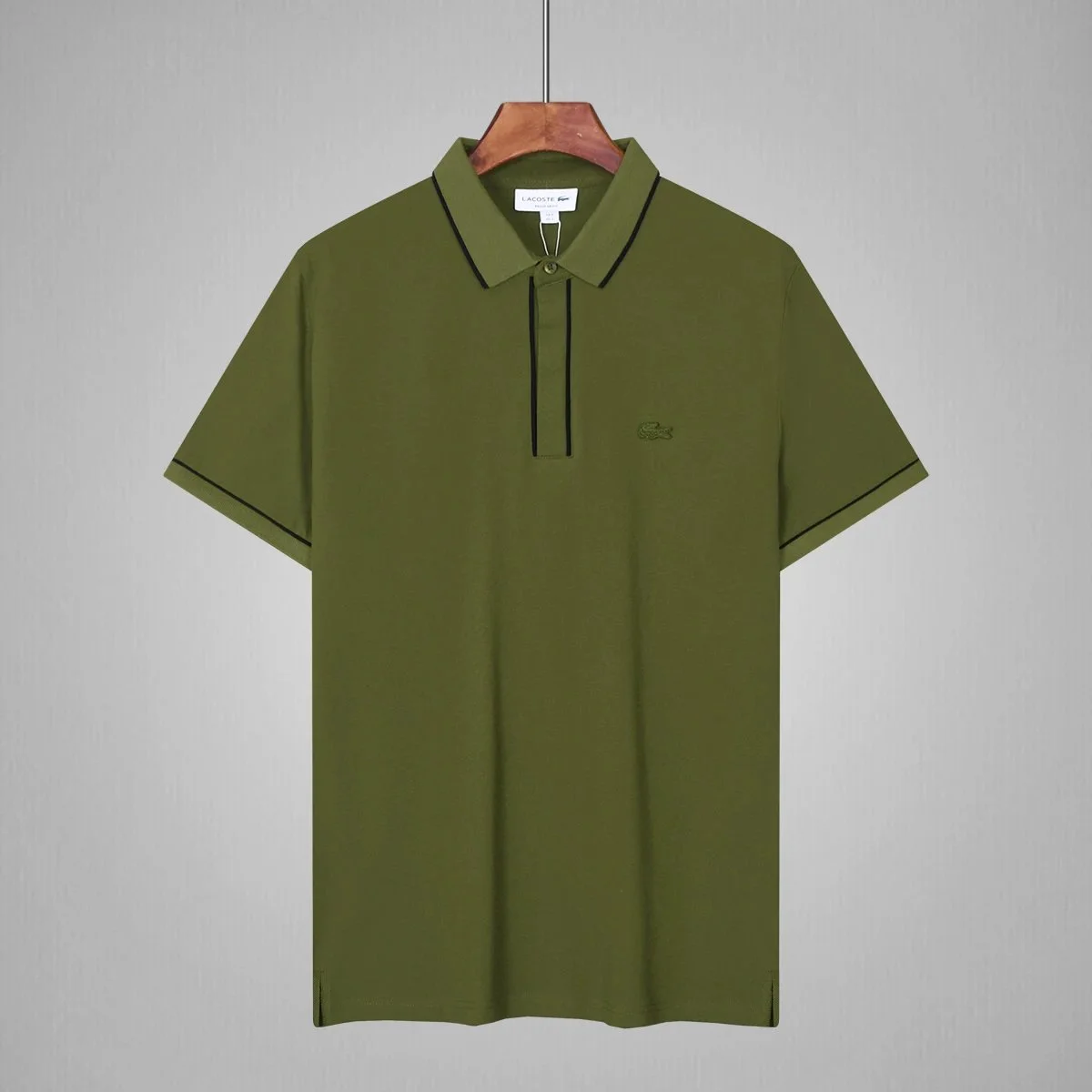 Lacoste Lacoste L.12.12 Model 5 Olive Green Black Trim Polo Shirt Green