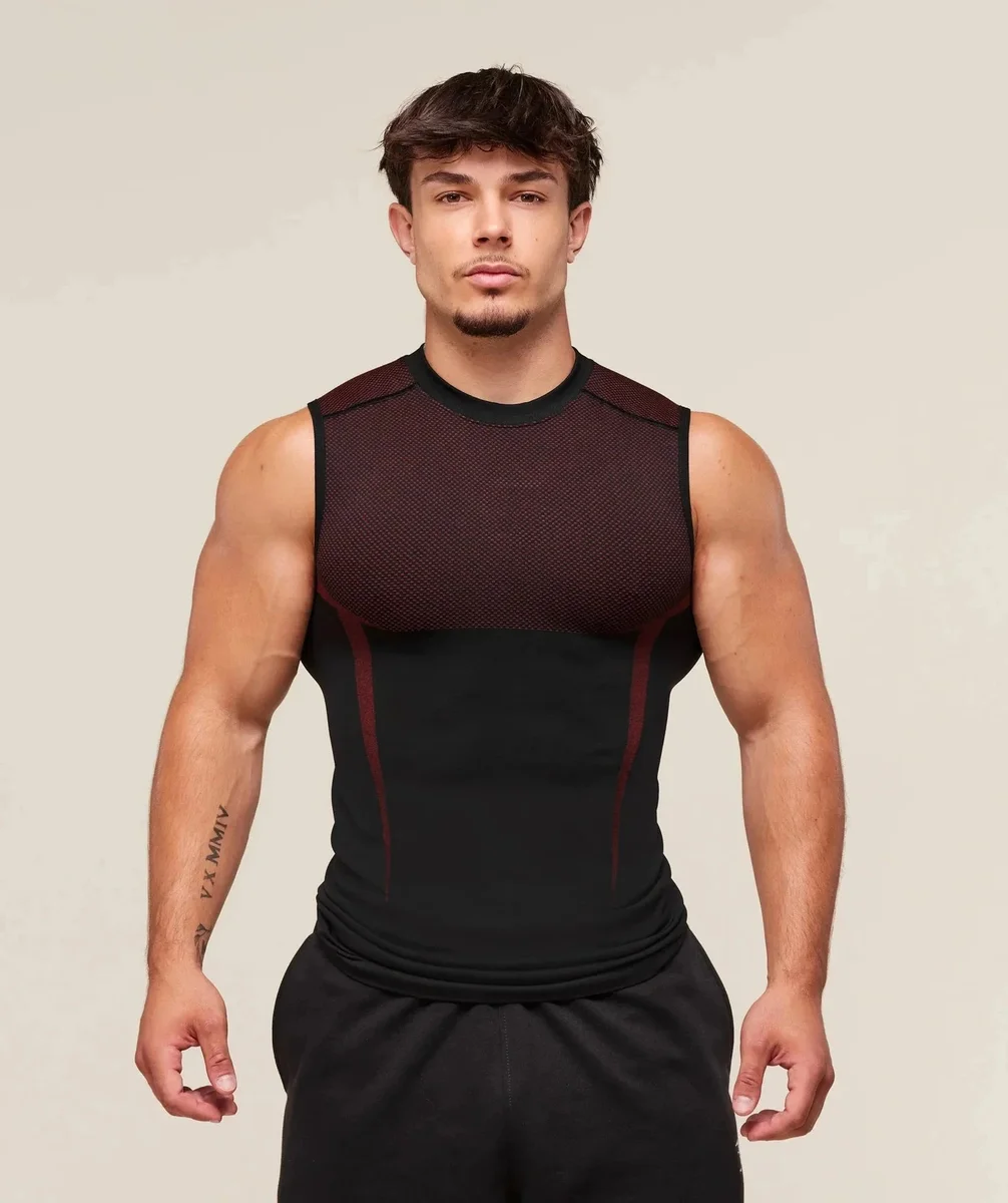 Other BB-004 Black/Maroon Fitted Sleeveless Tank Top Black - 1