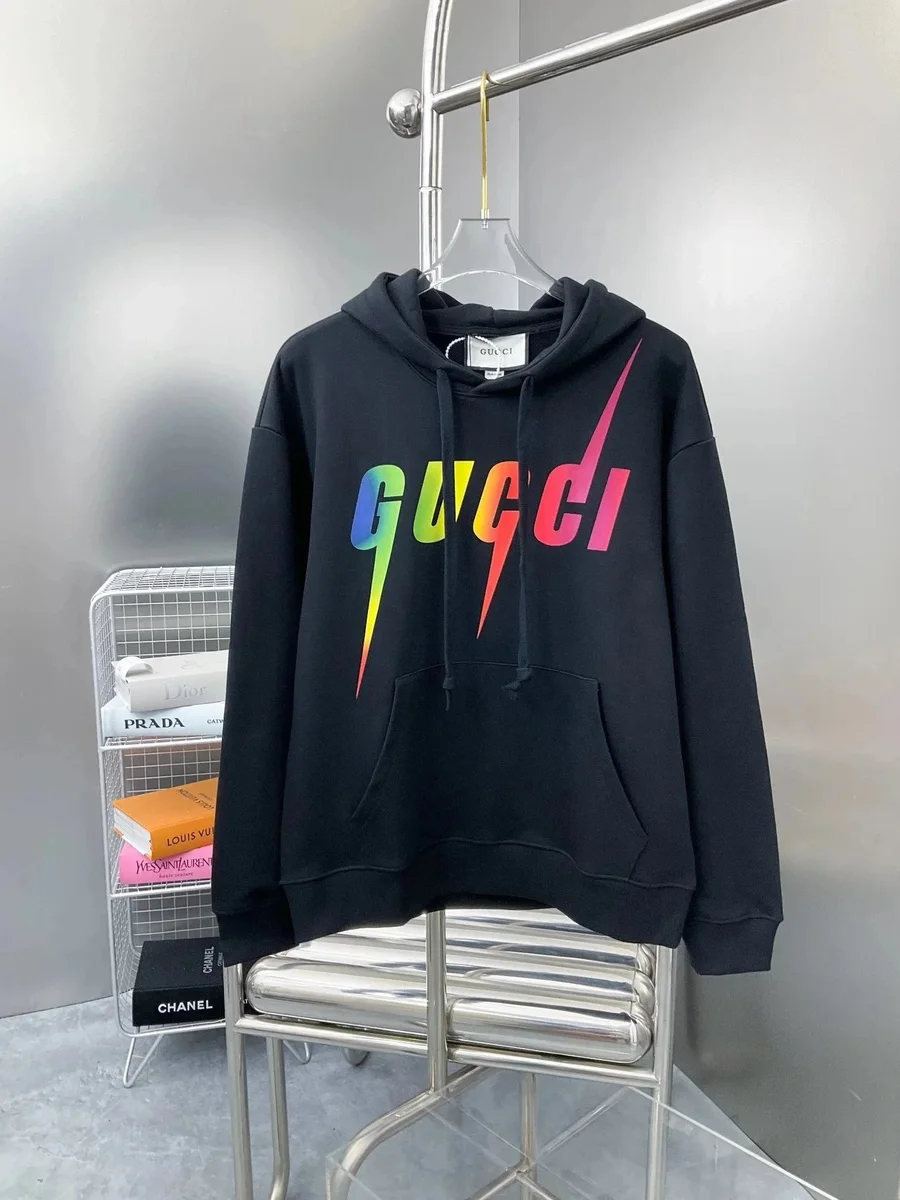 Gucci Gucci Rainbow Logo Hoodie Black