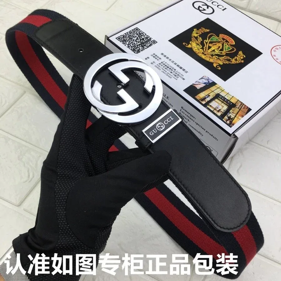 Gucci Gucci GG Belt Black Red Leather Belt Black - 1