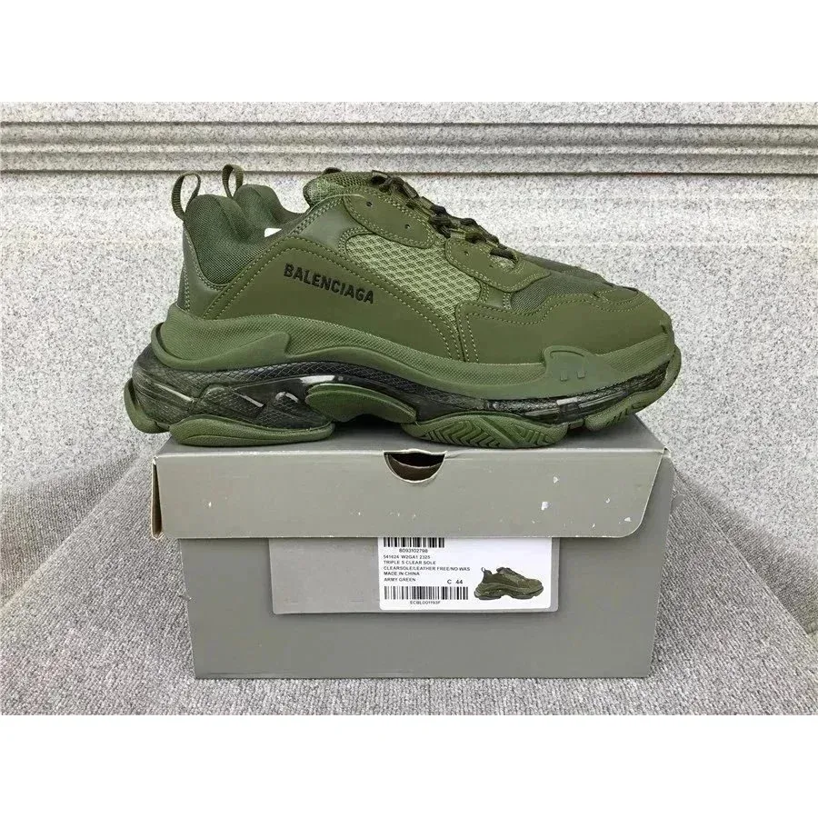 Balenciaga Balenciaga Triple S Clear Sole Army Green Sneakers Green - 1