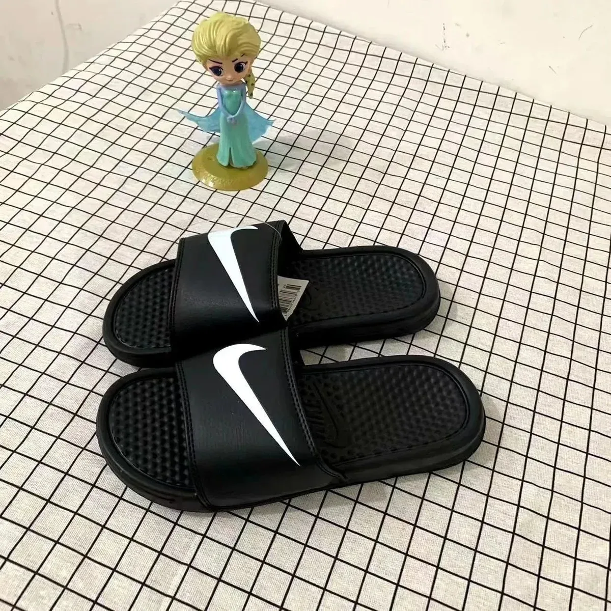Nike Nike NK Black White Swoosh Slide Sandals Black - 1