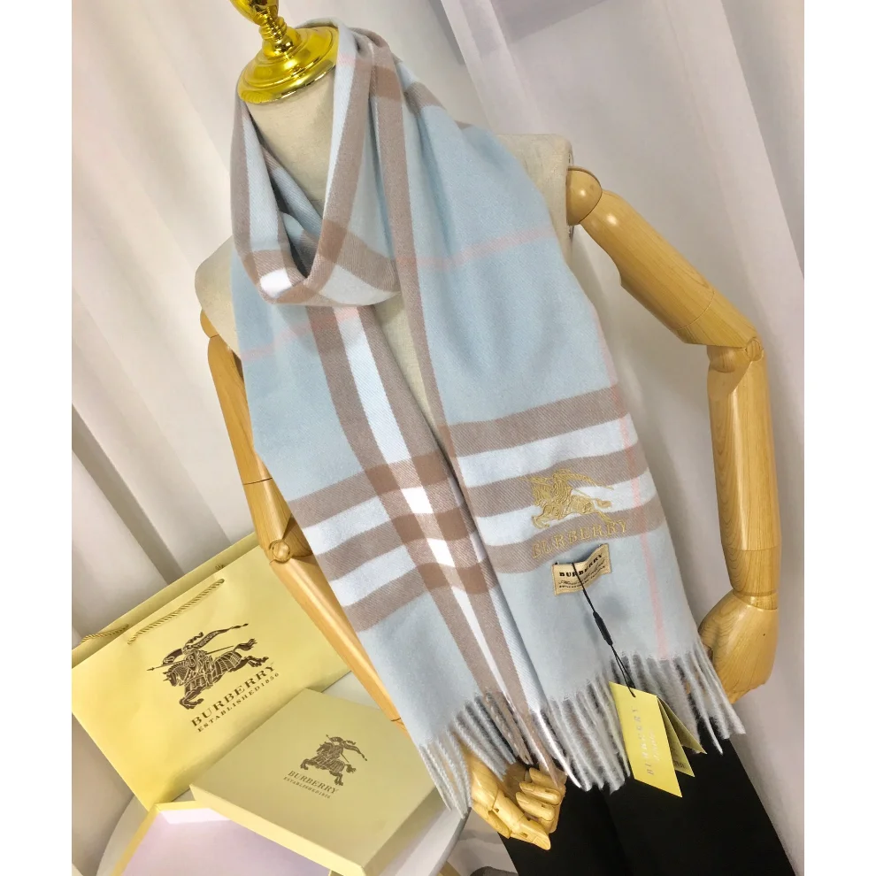 Burberry Burberry Classic Check Baby Blue Scarf Blue