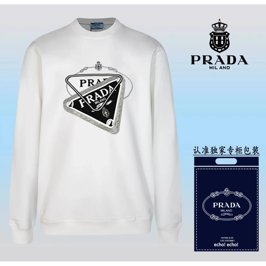 Prada Prada Triangular Logo White Sweatshirt White