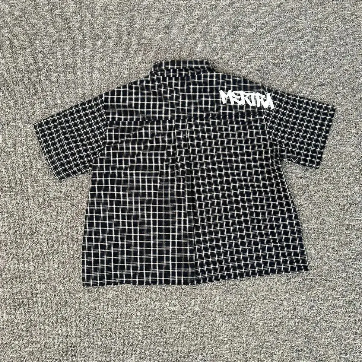 Other Unisex Checkered Shirt T057 Black Top Black - 1