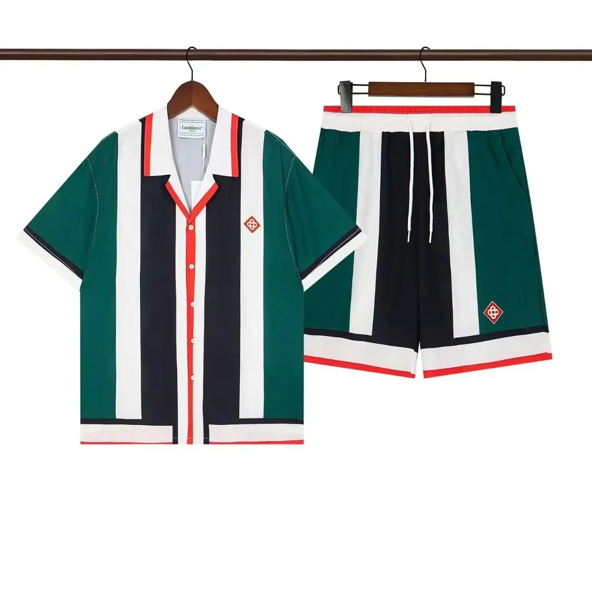 Casablanca CasaBlanca Green/Black/White/Red Striped Co-ord Set Green - 1