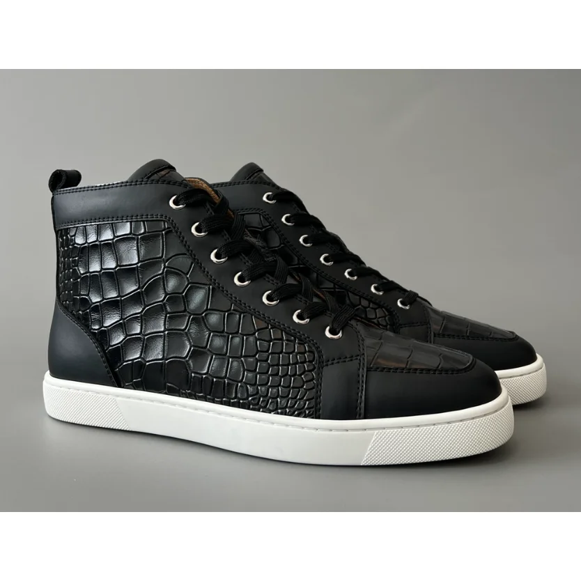 Christian Louboutin Christian Louboutin Loubi So Kate Black Crocodile High Top Sneakers Black - 1