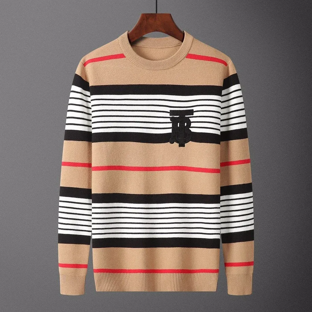 Burberry Burberry Striped TB Logo Sweater Beige/Black/White Beige - 1