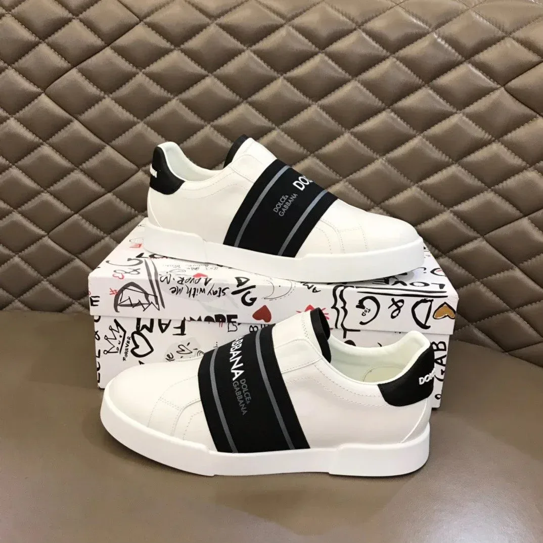 Dolce & Gabbana Dolce & Gabbana White/Black Slip-On Sneakers White