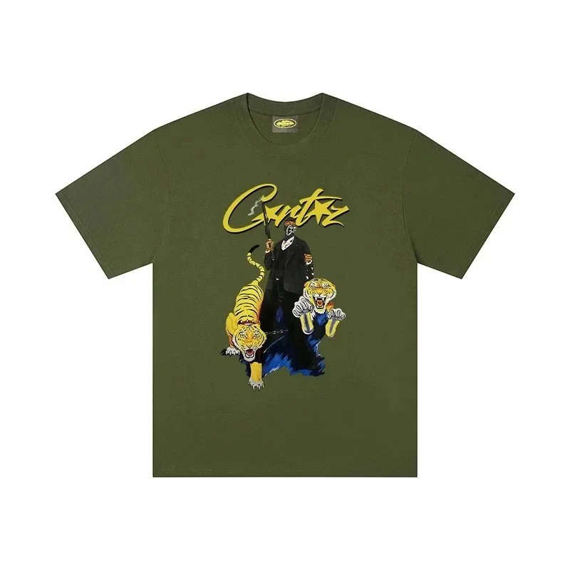 Corteiz Corteiz RTW Tiger Graphic T-Shirt Olive Green - 1