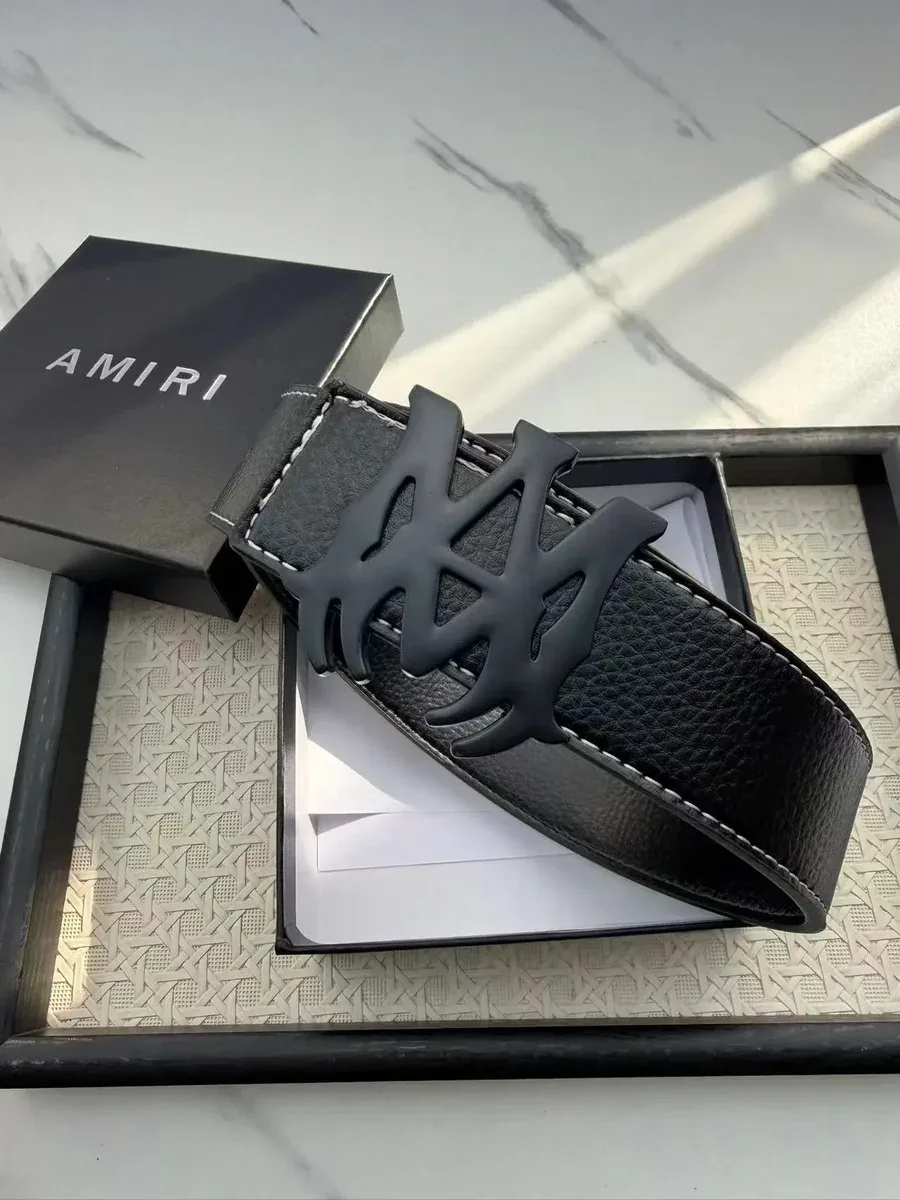 Amiri Amiri Black Leather Belt with Logo Buckle Black - 1
