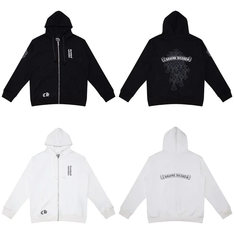 Chrome Hearts Chrome Hearts CH Cross Zip-Up Hoodie Black/White Black - 1