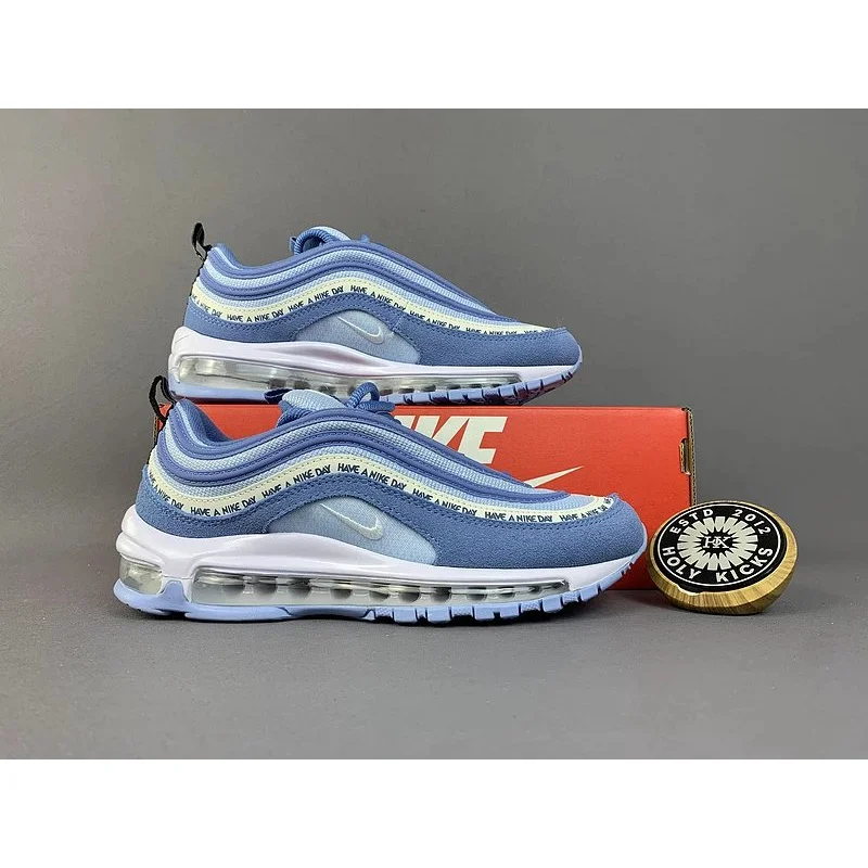 Nike Nike Air Max 97 Blue/White Text Print Sneakers Blue