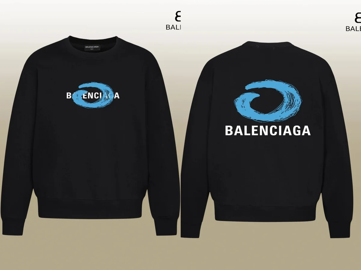 Balenciaga Balenciaga Wave Logo Black Crewneck Sweatshirt Black - 1