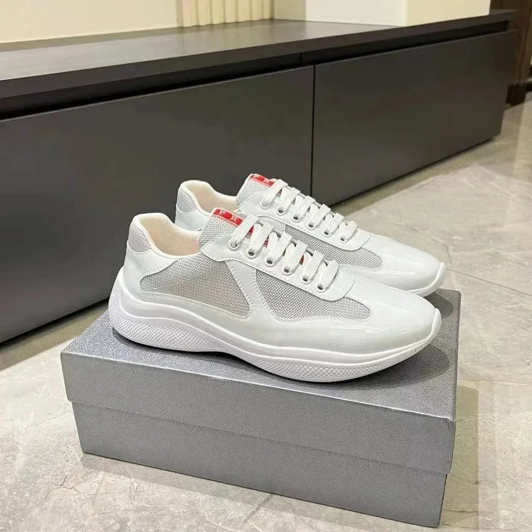Prada Prada Runners White Patent Leather Sneakers White - 1