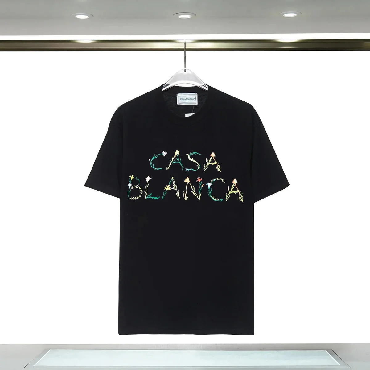 Casablanca Casablanca Tennis Club Black Floral Embroidered T-Shirt Black - 1