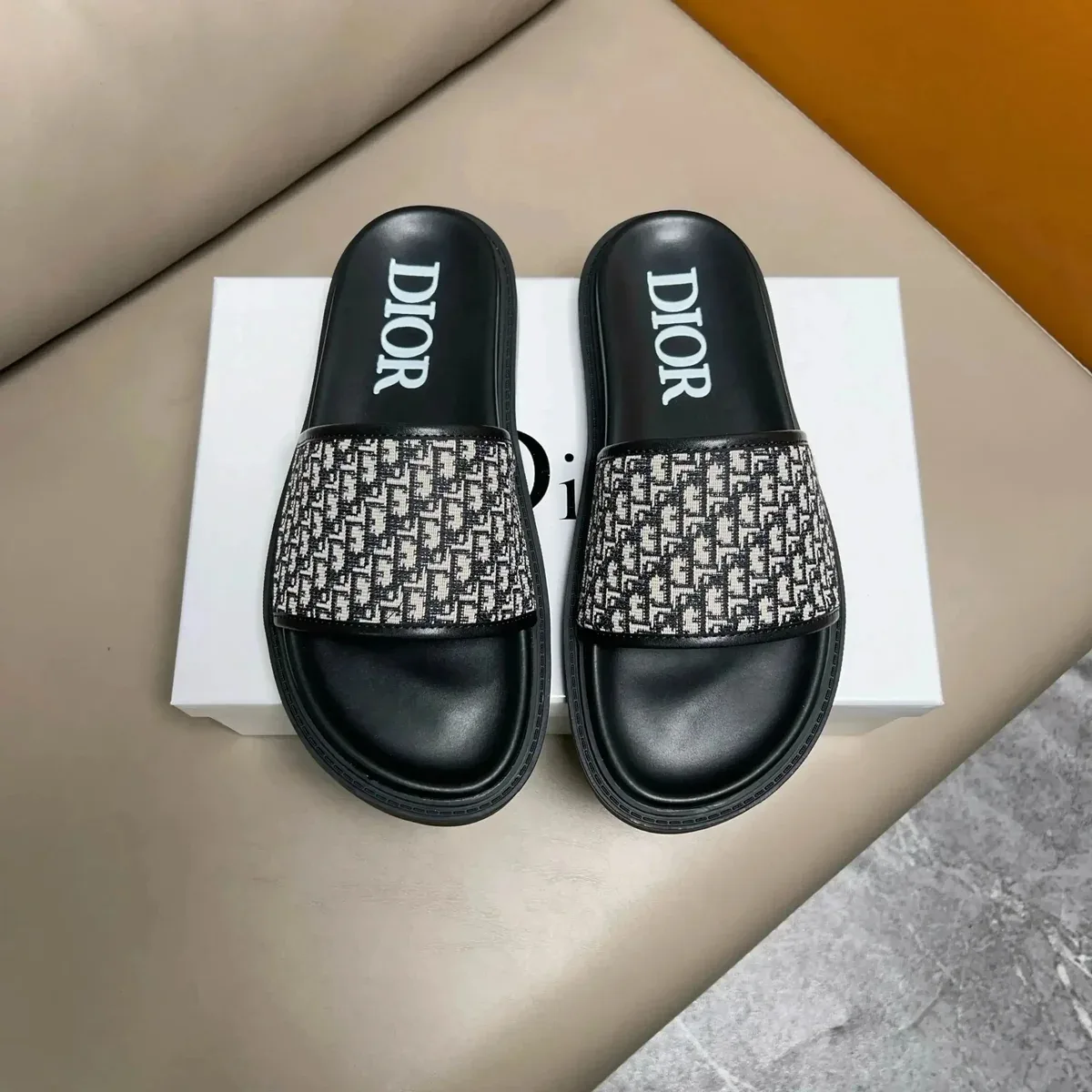 Dior Dior Dior Oblique Black Slide Sandals Black