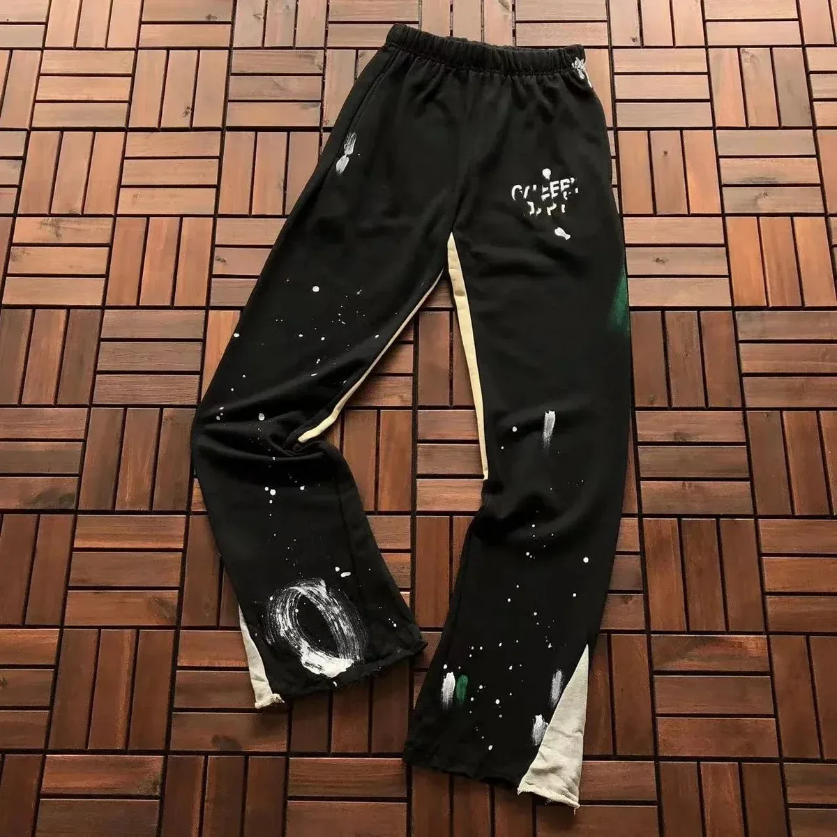 Other Unisex Paint Splatter Sweatpants Black/White Black - 1