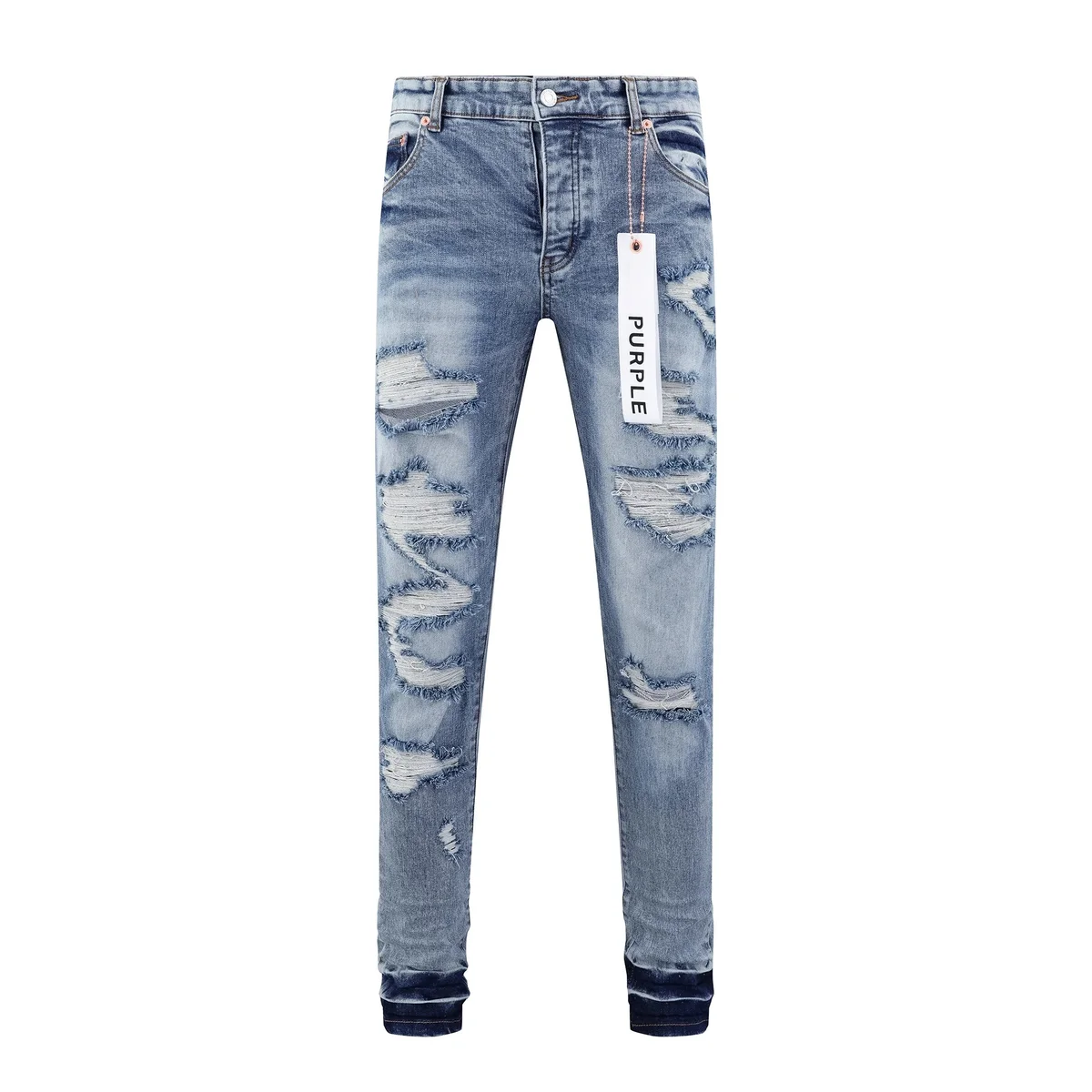 Purple Brand Purple Brand P001 PB117 Distressed Light Blue Jeans Blue - 1