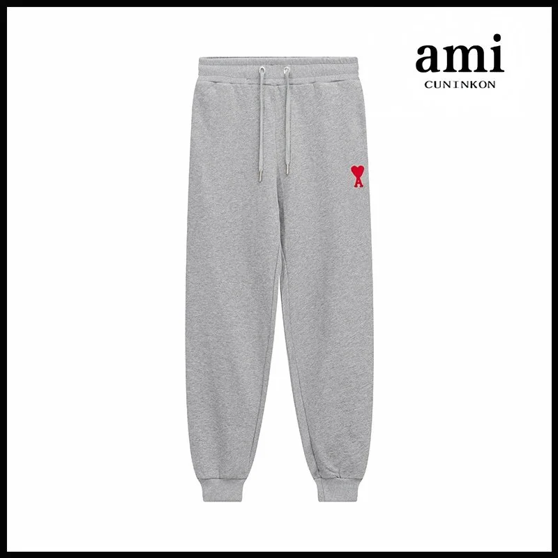 Ami Paris Ami Cuninkon Grey Heart Logo Sweatpants Grey - 1