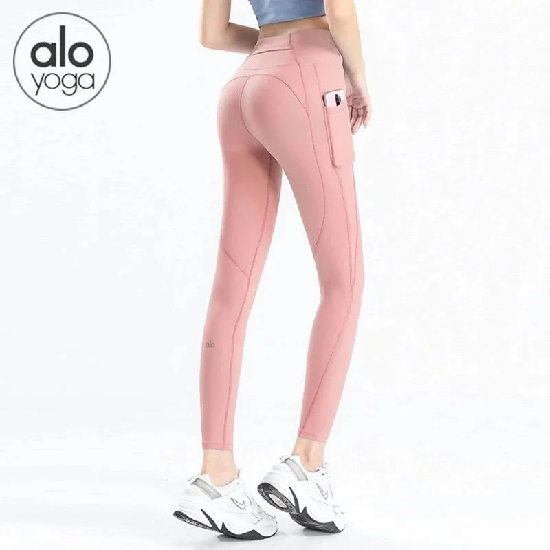 Alo Yoga Alo Yoga Smoke Pink Leggings with Pockets Pink - 1