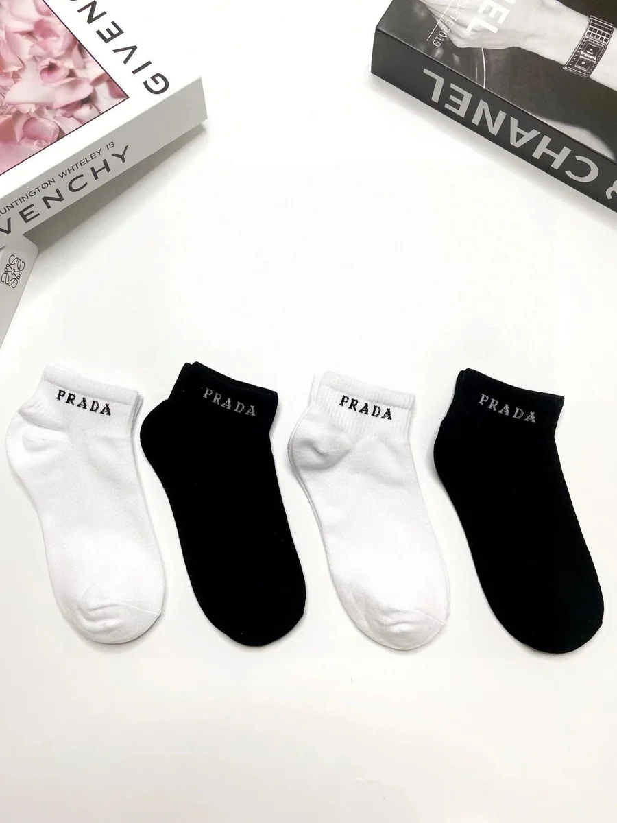 Prada Prada Black & White Logo Socks Black - 1