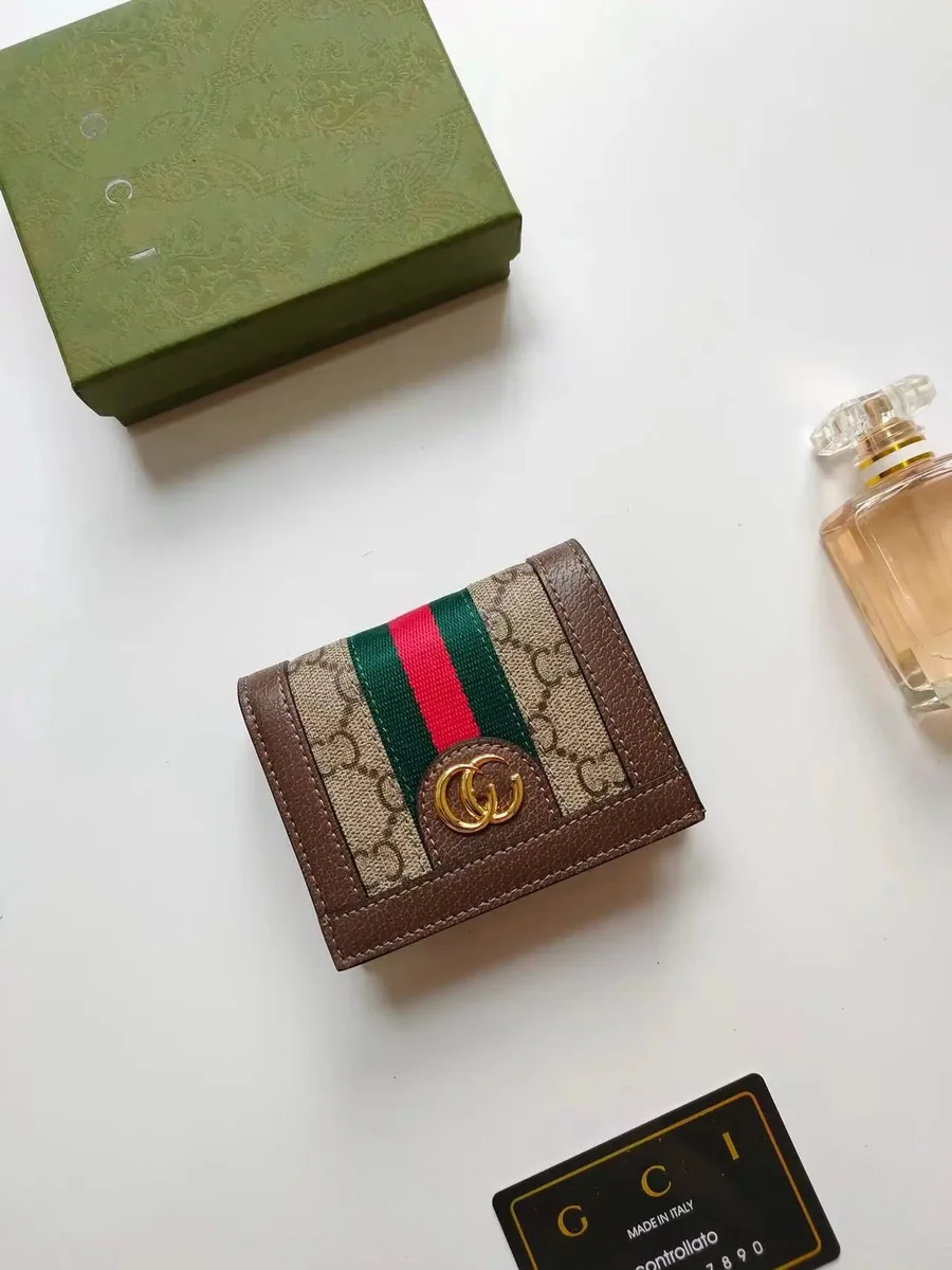 Gucci Gucci GG Supreme Coffee Card Holder Brown - 1