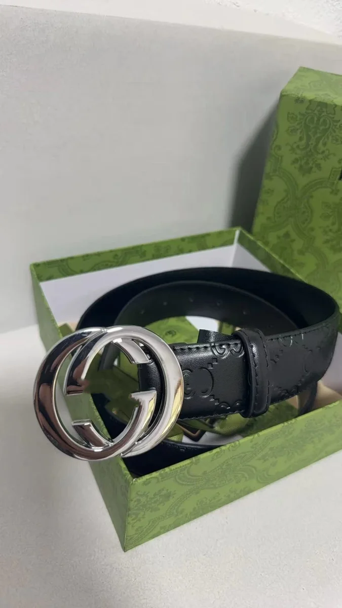 Gucci Gucci Interlocking G Black/Silver Belt Black