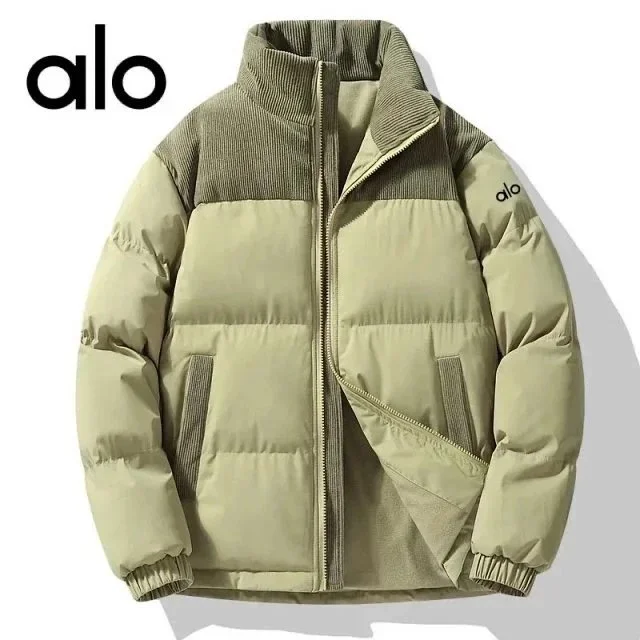 Alo Yoga Alo Corduroy Patchwork Puffer Jacket Olive Green Green - 1
