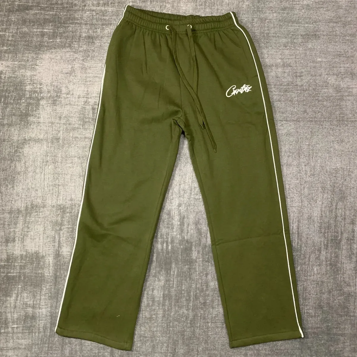 Other Olive Green Track Pants with White Piping Green - 1