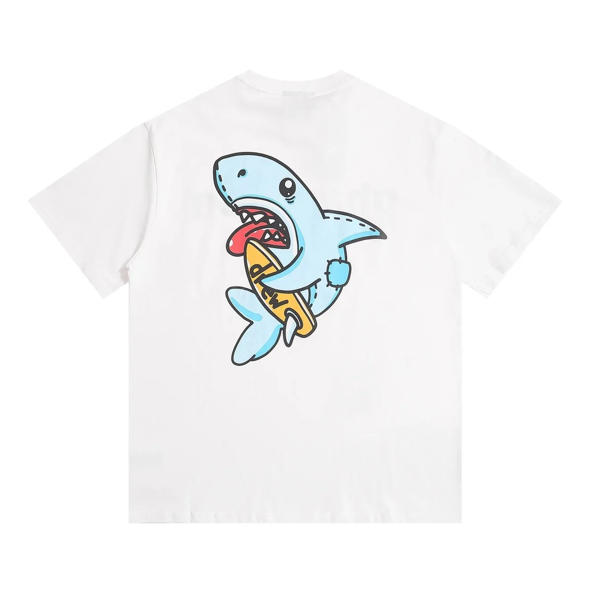 Other White Cartoon Shark T-Shirt Casual White - 1