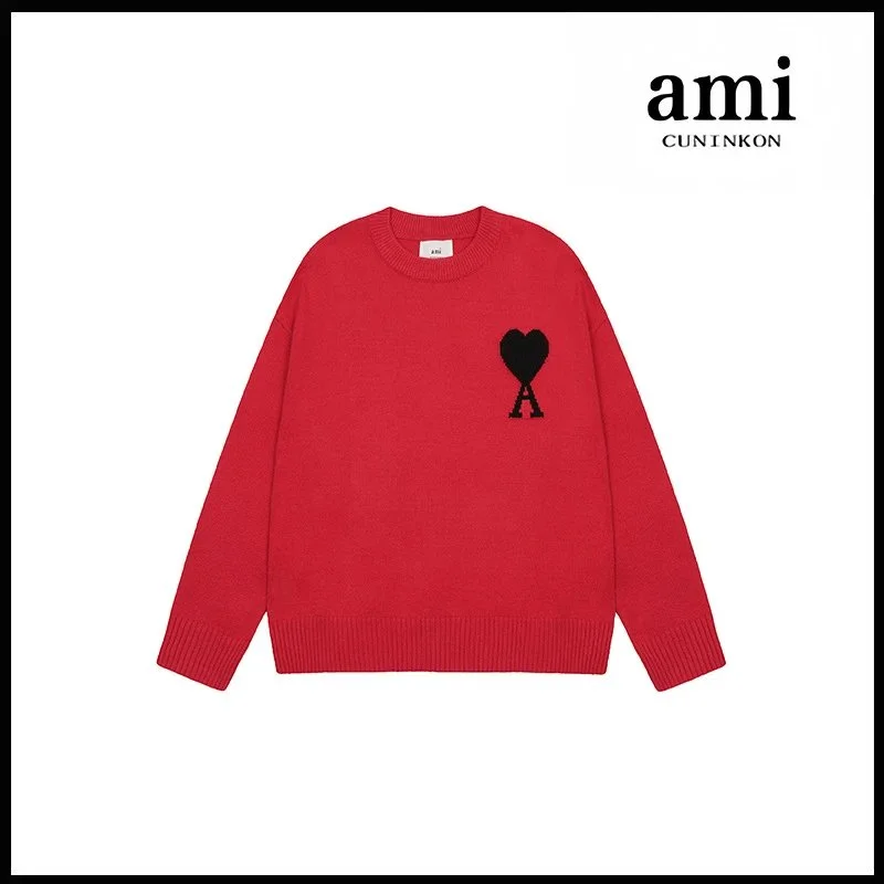Ami Paris Ami Paris Ami de Coeur Crimson Crewneck Sweater Red - 1