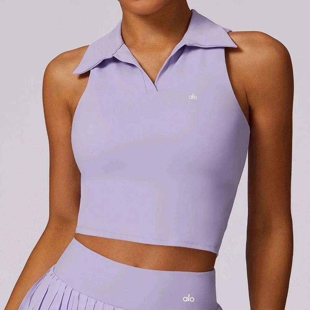 Alo Yoga Alo Romantic Purple Polo Top Women's Crop Purple - 1