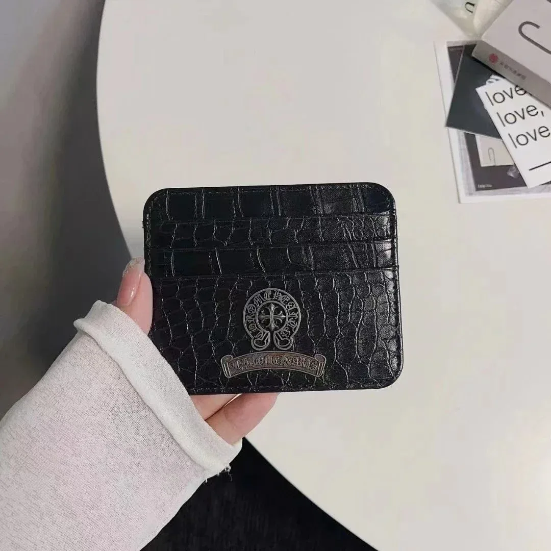 Chrome Hearts Chrome Hearts CH Cross Crocodile Texture Black Card Holder Black
