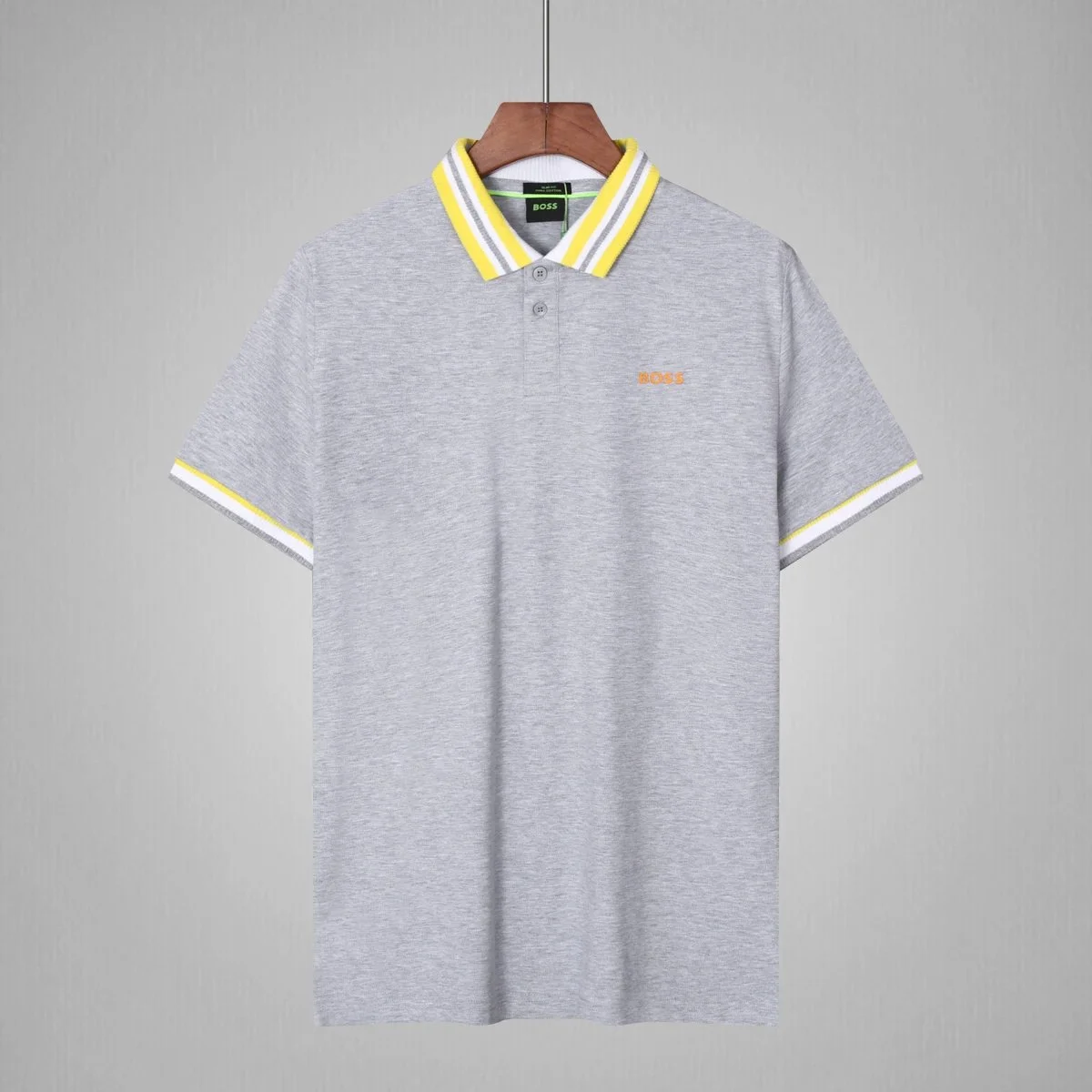 Hugo Boss Hugo Boss Polo Shirt Grey with Yellow & White Trim Grey - 1