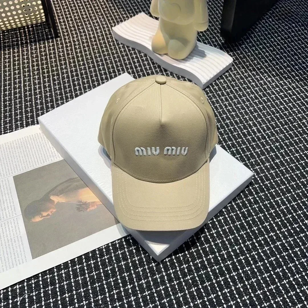 Miu Miu Miu Miu Beige 'miu miu' Embroidered Baseball Cap Beige - 1