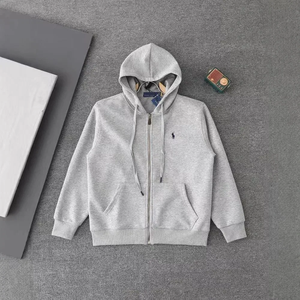 Polo Ralph Lauren Polo Ralph Lauren Grey Zip-Up Hoodie with Black Pony Grey - 1