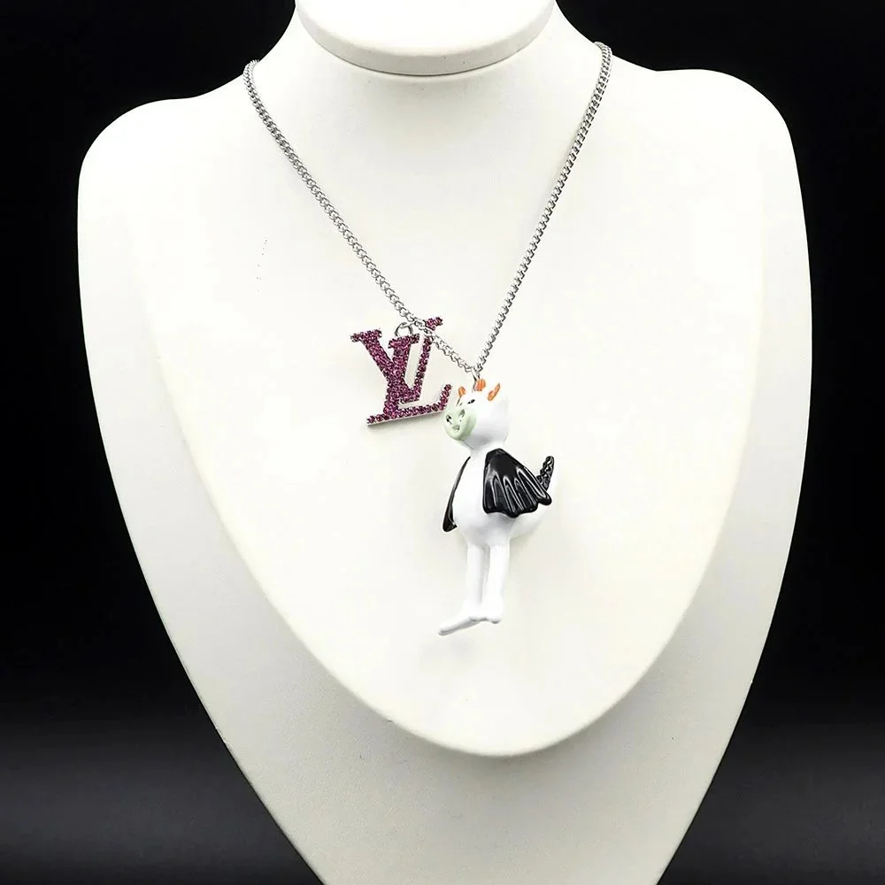 Louis Vuitton Louis Vuitton Monogram Cat Wing Pendant Necklace Multicolor
