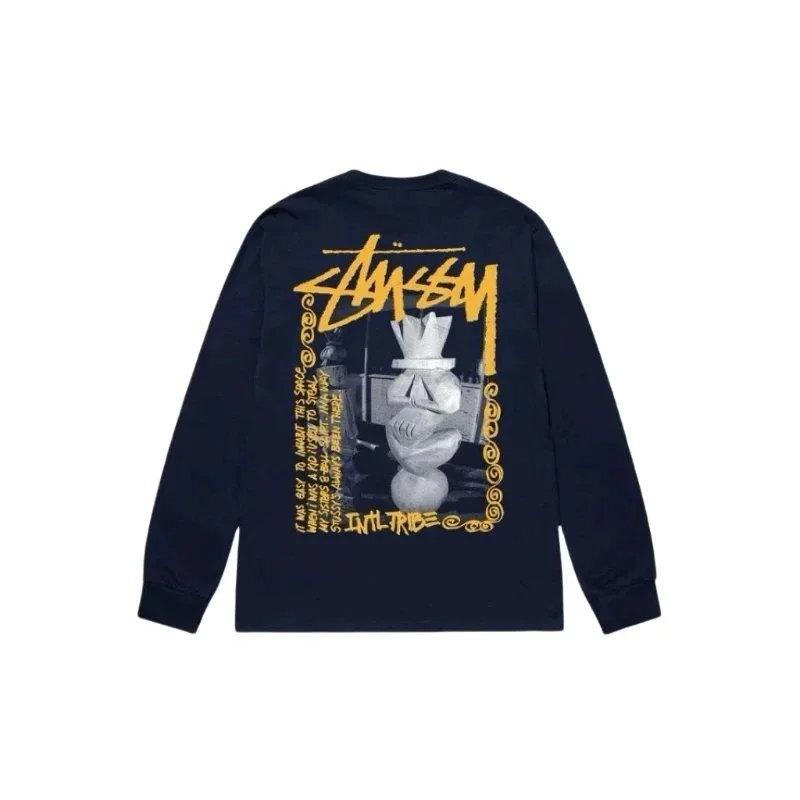Stussy Stussy Tri-Logo Long Sleeve T-Shirt Navy Navy - 1