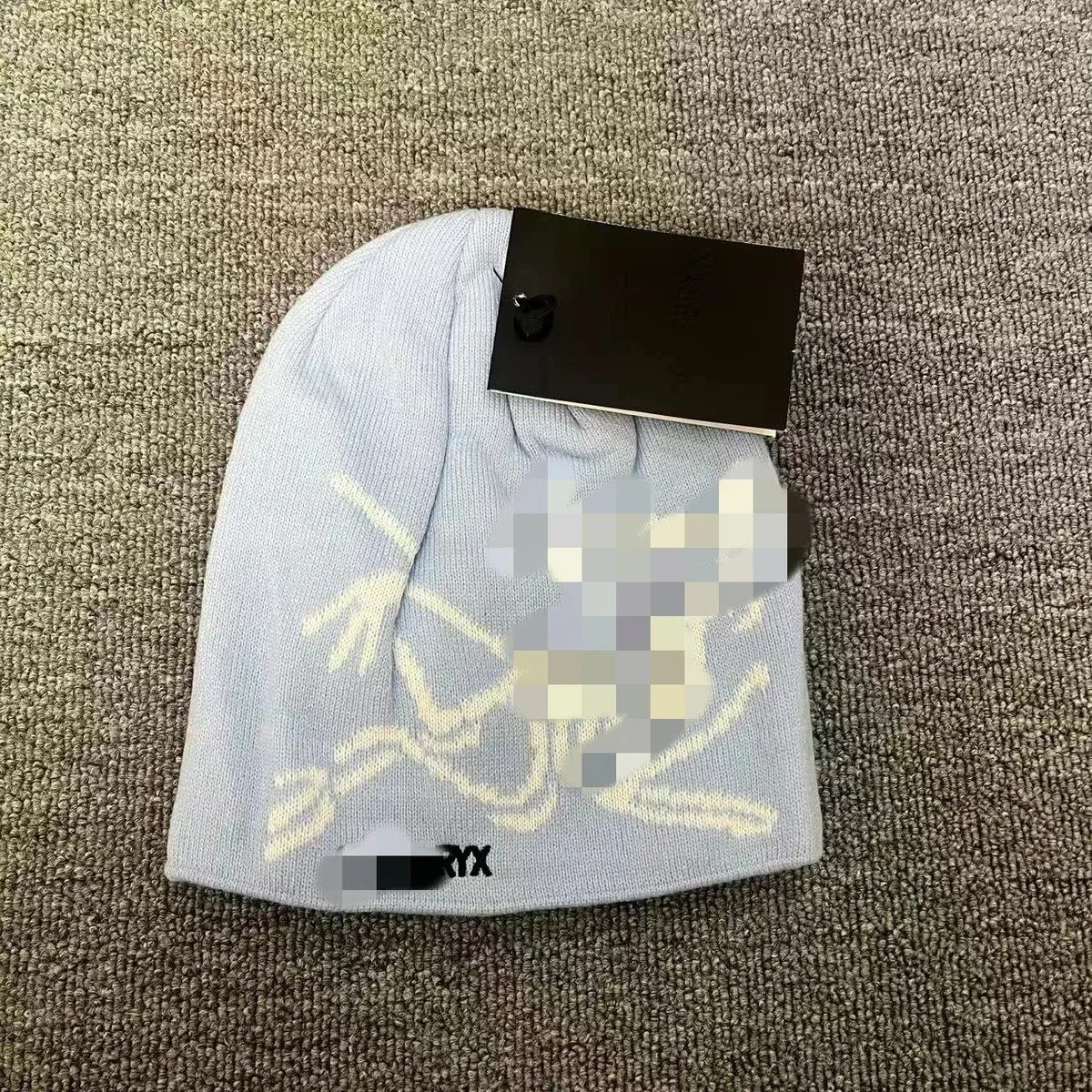 Other Unisex Light Blue Beanie with Graphic Print Headwear Blue - 1