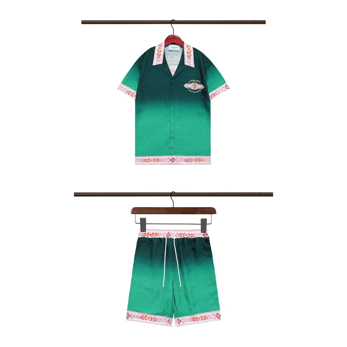 Other Green Gradient 19 Co-ord Set with Pink Floral Trim Green - 1