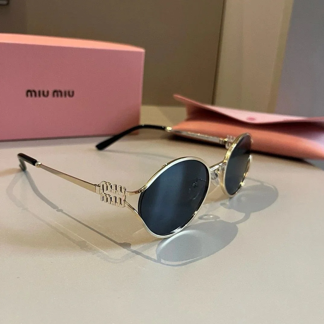 Miu Miu Miu Miu Round Metal Sunglasses Black Lens Eyewear Black - 1